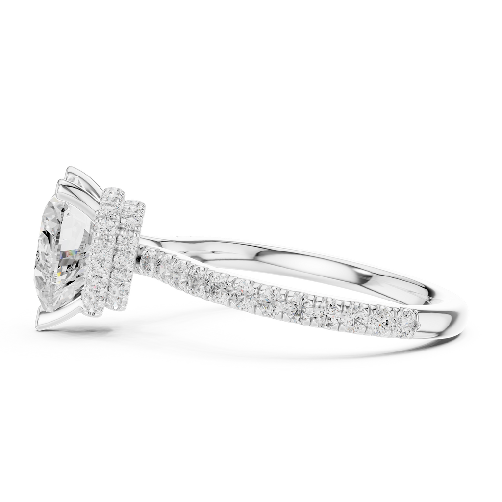 2.55 CT Heart Cut Diamond Halo Engagement Ring with Pavé Band