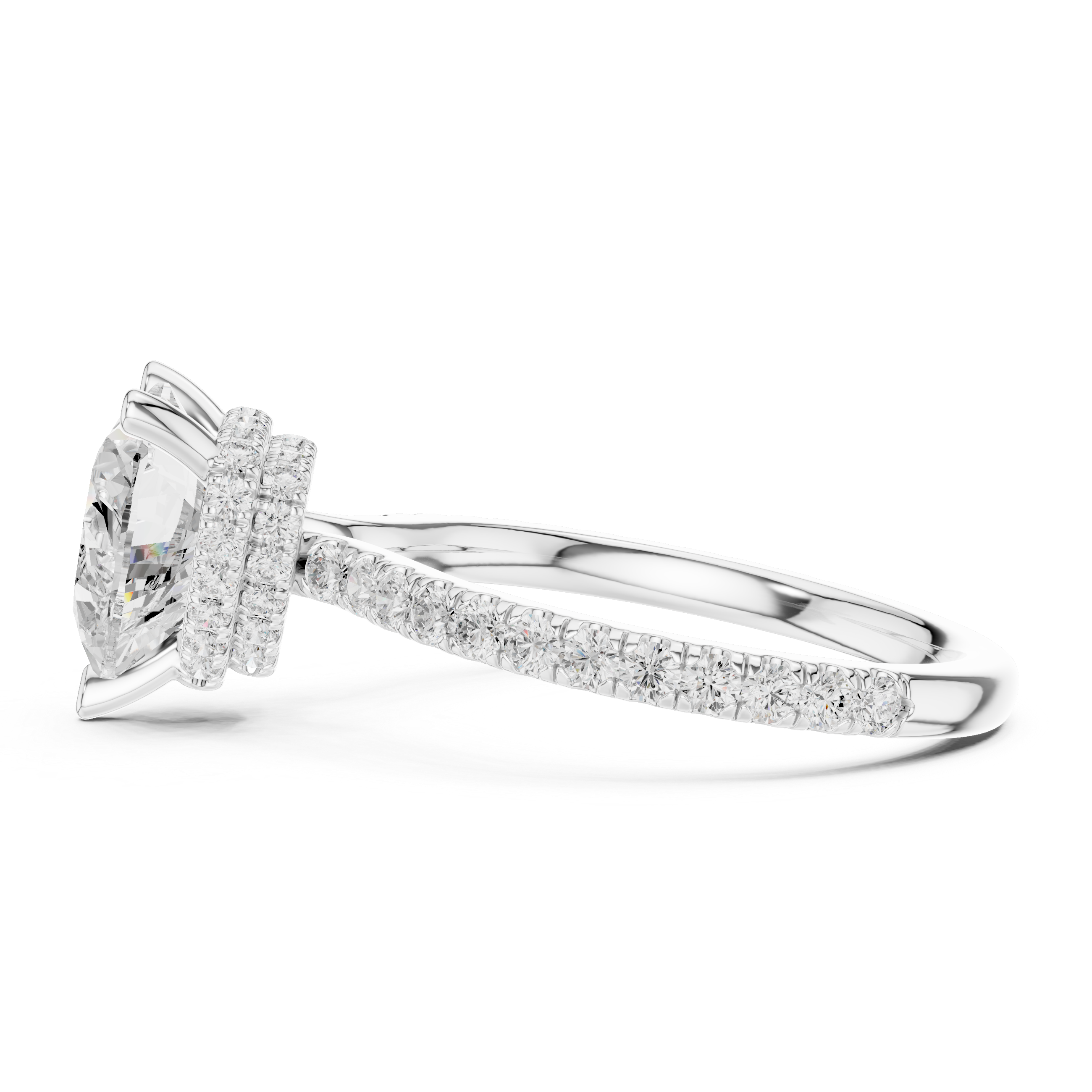2.55 CT Heart Cut Diamond Halo Engagement Ring with Pavé Band
