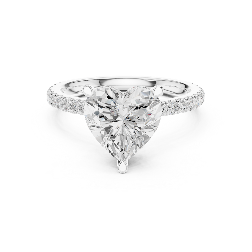 2.55 CT Heart Cut Diamond Halo Engagement Ring with Pavé Band