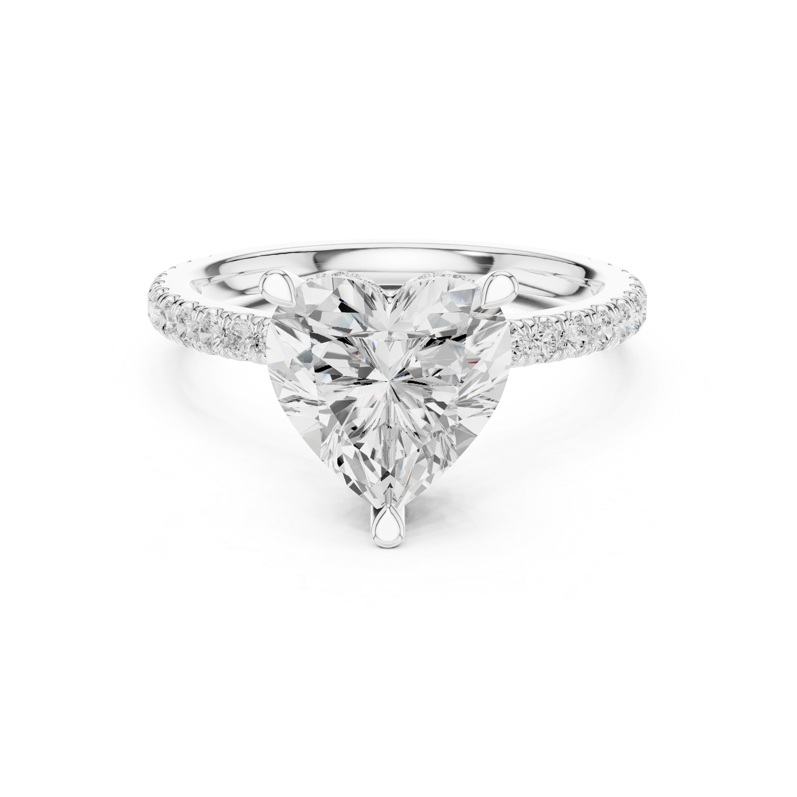 2.55 CT Heart Cut Diamond Halo Engagement Ring with Pavé Band