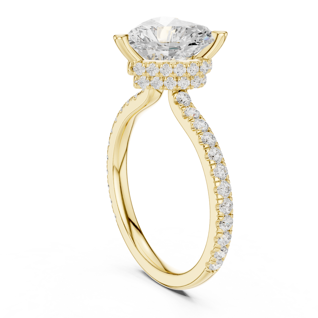2.55 CT Heart Cut Diamond Halo Engagement Ring with Pavé Band