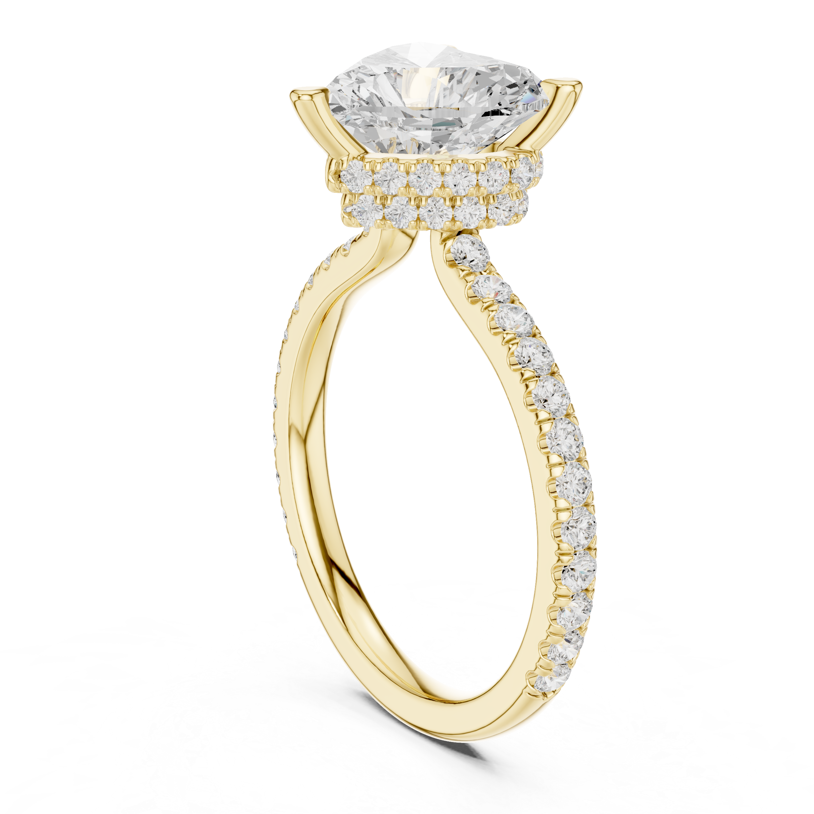 2.55 CT Heart Cut Diamond Halo Engagement Ring with Pavé Band