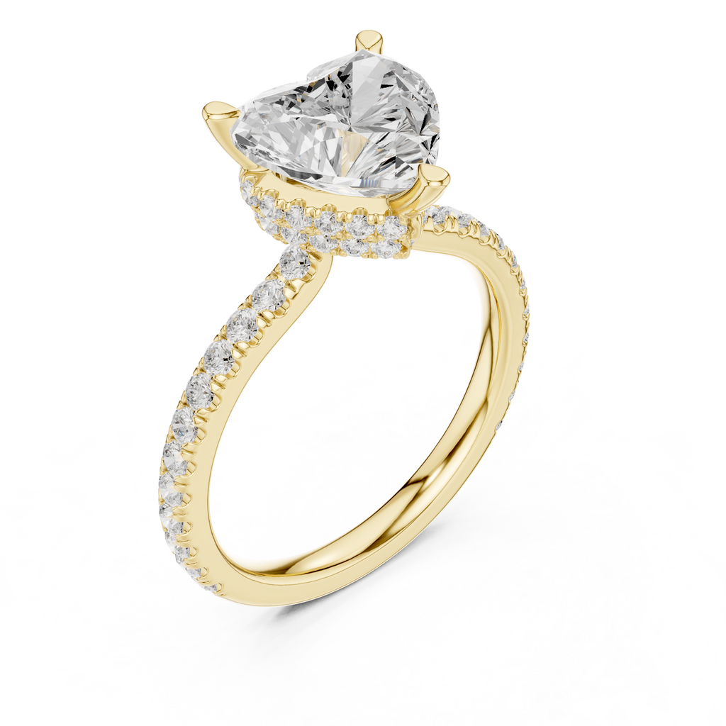 2.55 CT Heart Cut Diamond Halo Engagement Ring with Pavé Band