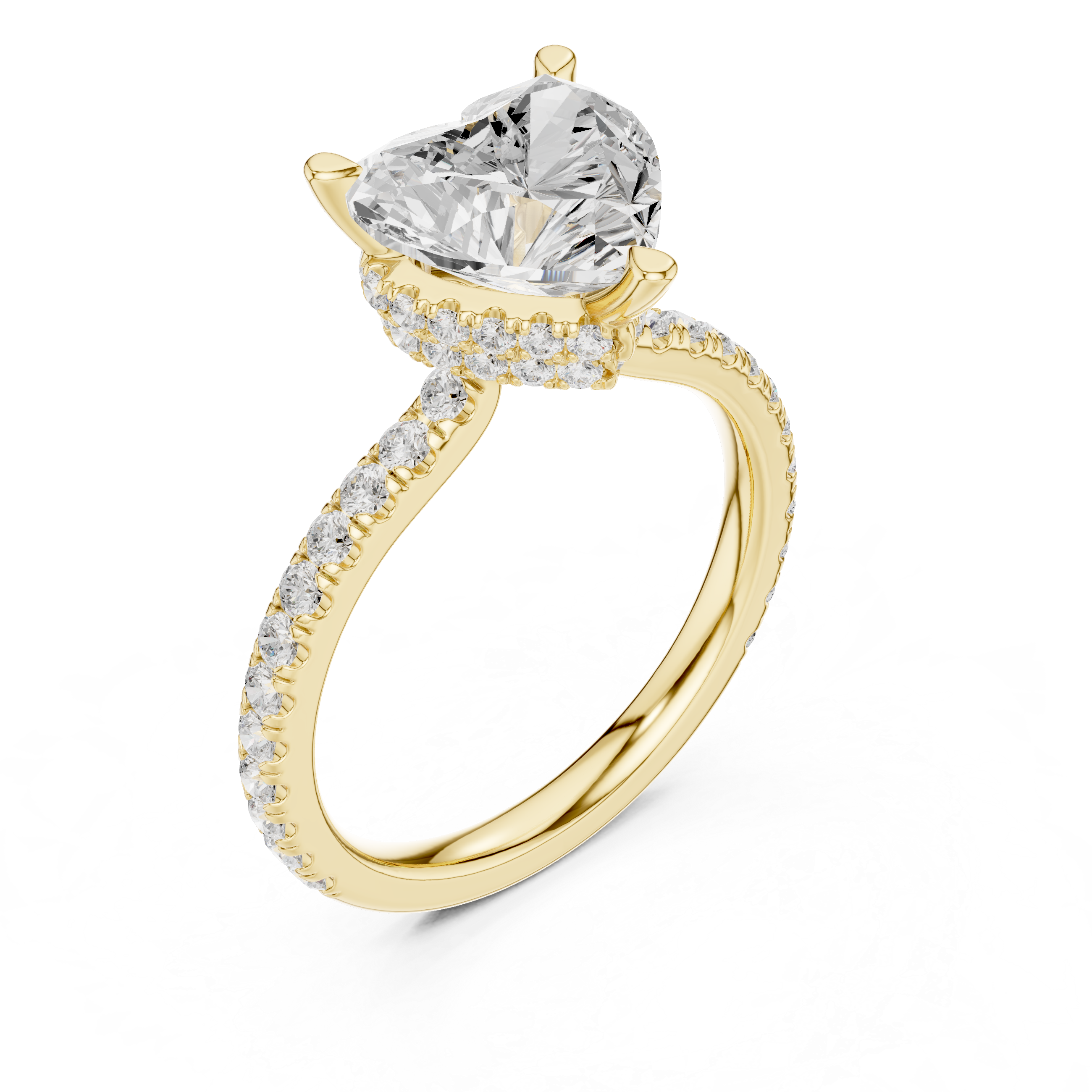 2.55 CT Heart Cut Diamond Halo Engagement Ring with Pavé Band