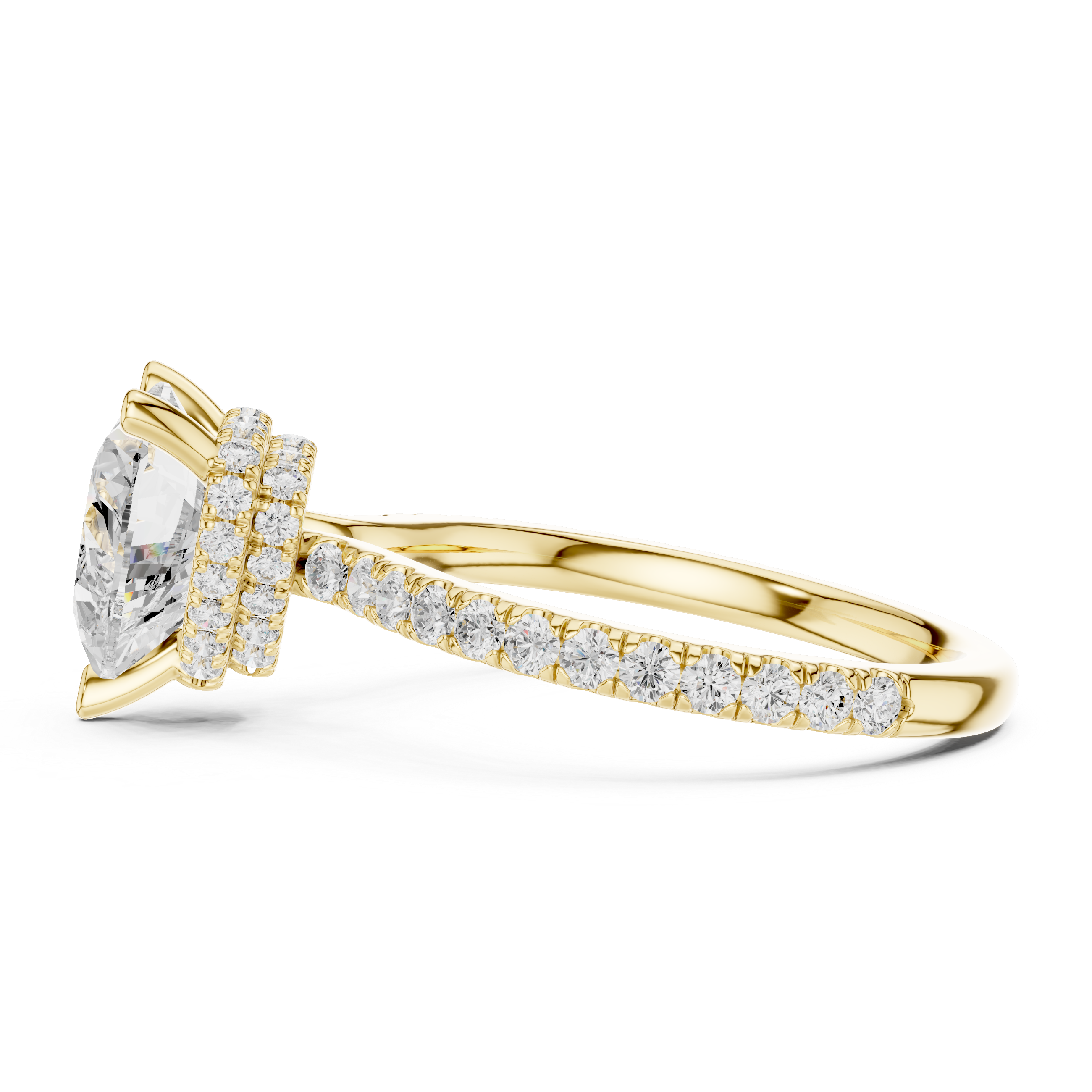 2.55 CT Heart Cut Diamond Halo Engagement Ring with Pavé Band