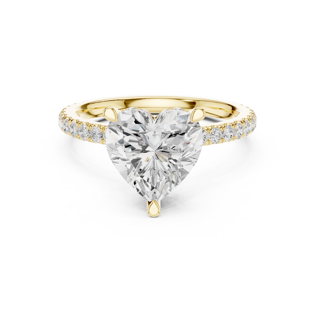 2.55 CT Heart Cut Diamond Halo Engagement Ring with Pavé Band