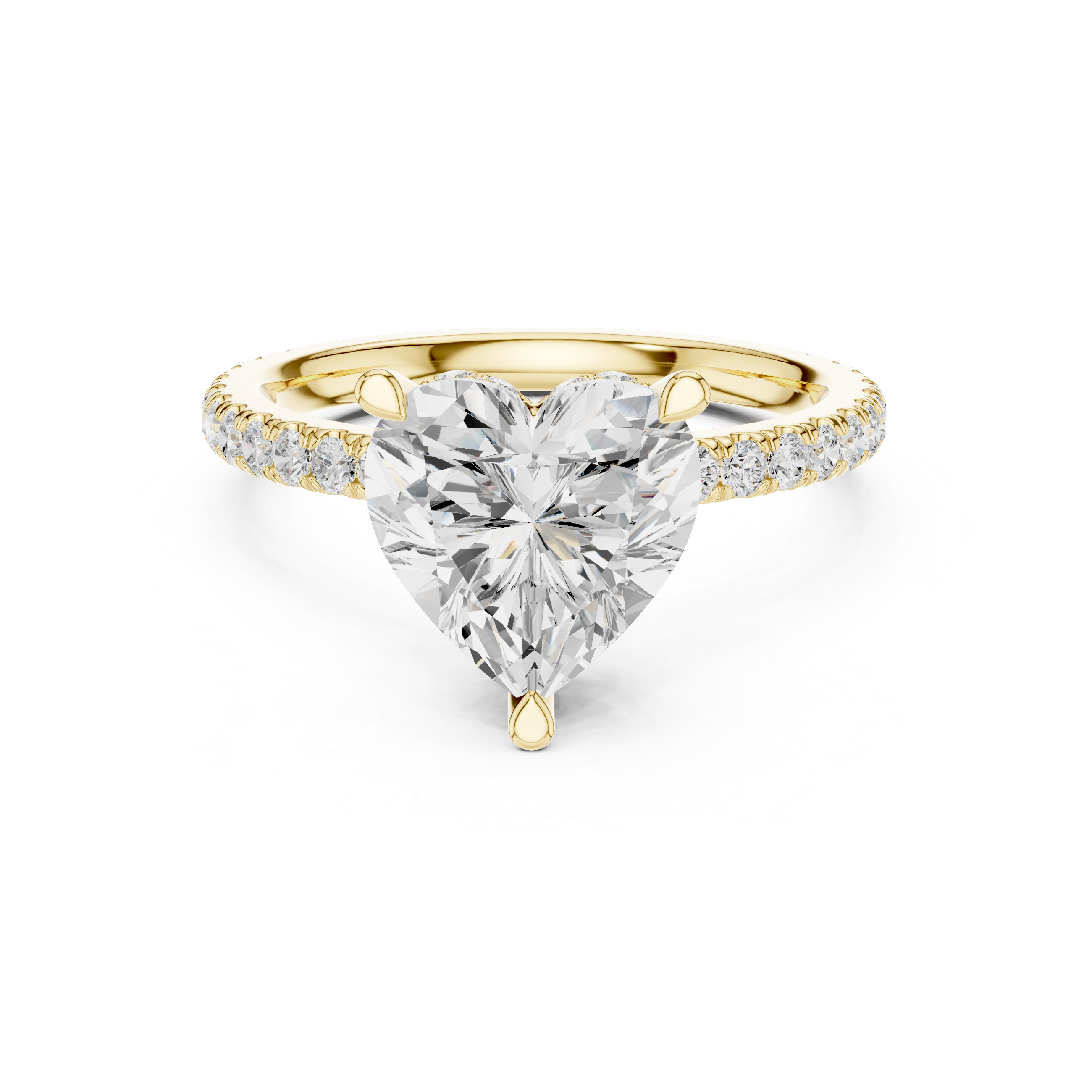 2.55 CT Heart Cut Diamond Halo Engagement Ring with Pavé Band