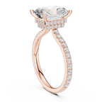 3.67 CT Radiant Cut Hidden Halo Diamond Engagement Ring with Pavé Band