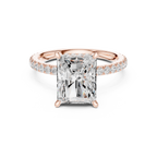 3.67 CT Radiant Cut Hidden Halo Diamond Engagement Ring with Pavé Band