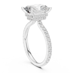 3.67 CT Radiant Cut Hidden Halo Diamond Engagement Ring with Pavé Band