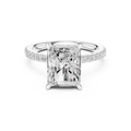 3.67 CT Radiant Cut Hidden Halo Diamond Engagement Ring with Pavé Band