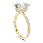 3.67 CT Radiant Cut Hidden Halo Diamond Engagement Ring with Pavé Band
