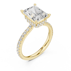 3.67 CT Radiant Cut Hidden Halo Diamond Engagement Ring with Pavé Band