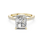 3.67 CT Radiant Cut Hidden Halo Diamond Engagement Ring with Pavé Band