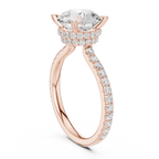 2.80 CT Round Brilliant Hidden Halo Diamond Engagement Ring with Pavé Band