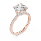 2.80 CT Round Brilliant Hidden Halo Diamond Engagement Ring with Pavé Band