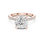 2.80 CT Round Brilliant Hidden Halo Diamond Engagement Ring with Pavé Band