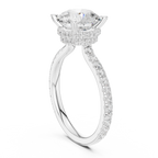 2.80 CT Round Brilliant Hidden Halo Diamond Engagement Ring with Pavé Band