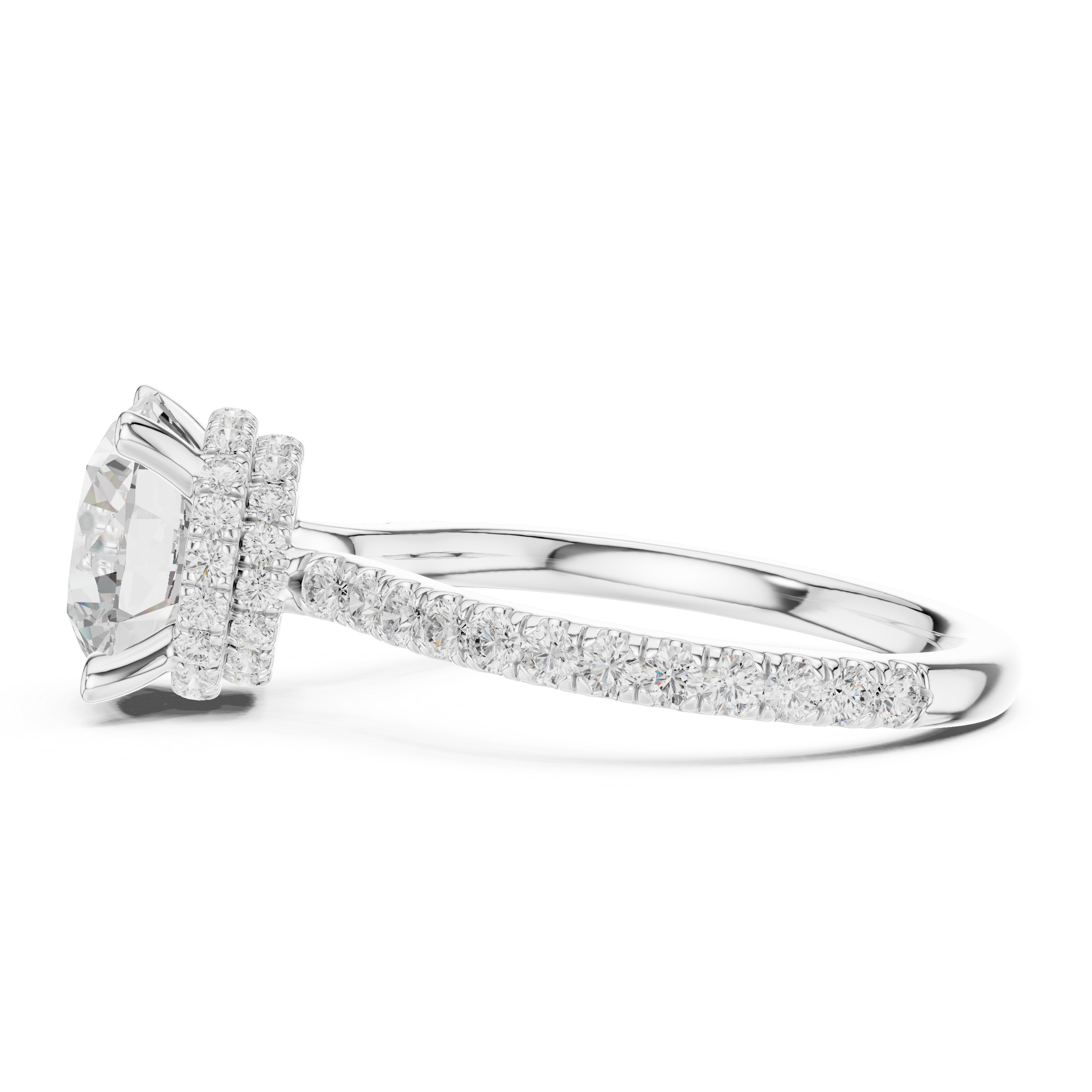 2.80 CT Round Brilliant Hidden Halo Diamond Engagement Ring with Pavé Band