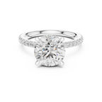 2.80 CT Round Brilliant Hidden Halo Diamond Engagement Ring with Pavé Band