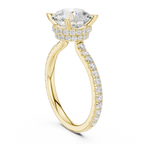 2.80 CT Round Brilliant Hidden Halo Diamond Engagement Ring with Pavé Band