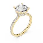2.80 CT Round Brilliant Hidden Halo Diamond Engagement Ring with Pavé Band