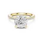 2.80 CT Round Brilliant Hidden Halo Diamond Engagement Ring with Pavé Band