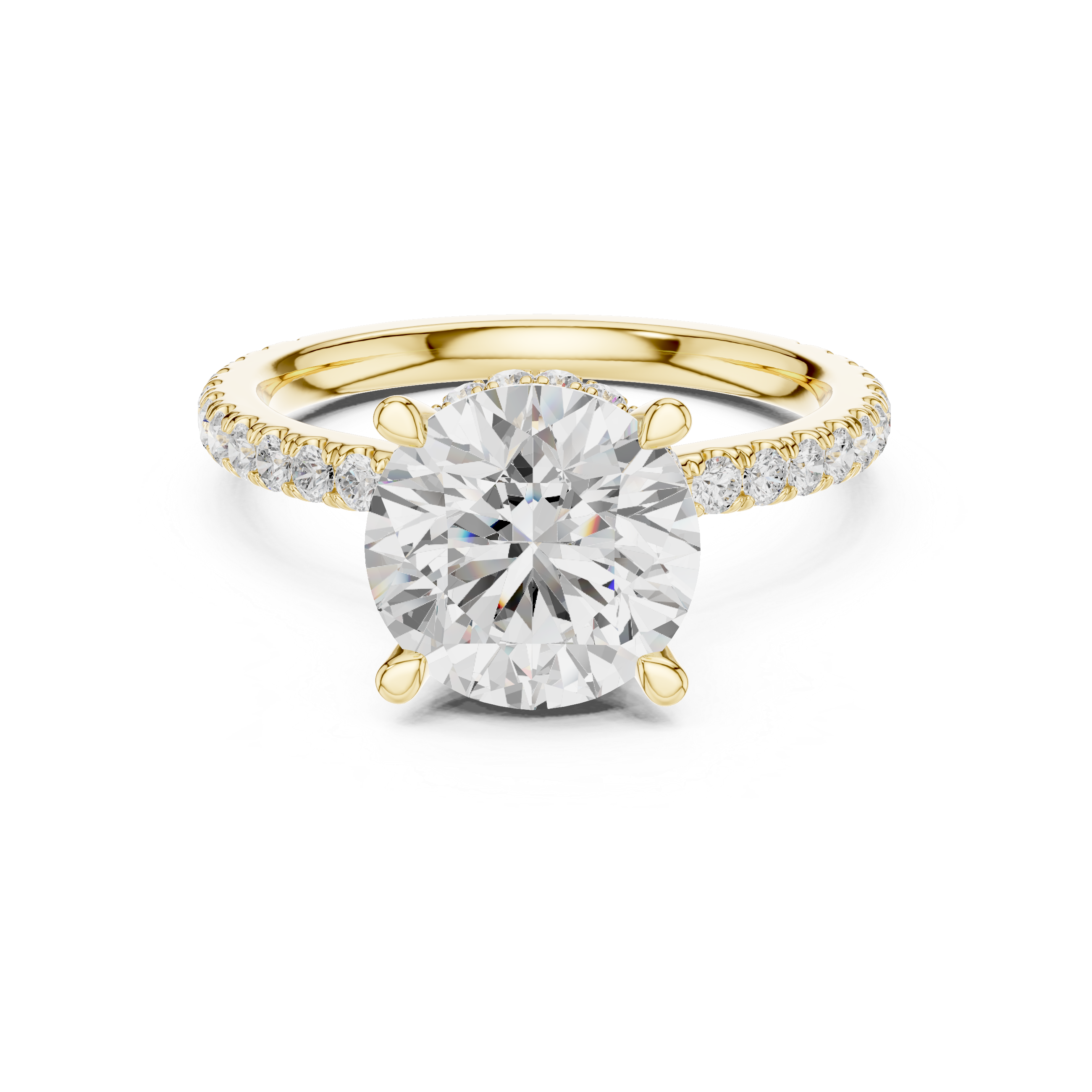 2.80 CT Round Brilliant Hidden Halo Diamond Engagement Ring with Pavé Band