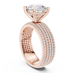 4.06 CT Round Brilliant Diamond Micro Pavé Engagement Ring with Wide Eternity Band