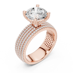 4.06 CT Round Brilliant Diamond Micro Pavé Engagement Ring with Wide Eternity Band