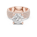 4.06 CT Round Brilliant Diamond Micro Pavé Engagement Ring with Wide Eternity Band