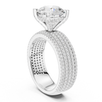 4.06 CT Round Brilliant Diamond Micro Pavé Engagement Ring with Wide Eternity Band