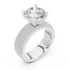 4.06 CT Round Brilliant Diamond Micro Pavé Engagement Ring with Wide Eternity Band