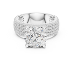 4.06 CT Round Brilliant Diamond Micro Pavé Engagement Ring with Wide Eternity Band