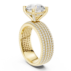 4.06 CT Round Brilliant Diamond Micro Pavé Engagement Ring with Wide Eternity Band