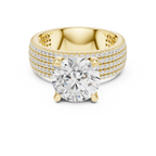 4.06 CT Round Brilliant Diamond Micro Pavé Engagement Ring with Wide Eternity Band