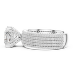 3.81 CT Cushion Cut Diamond Micro Pavé Engagement Ring with Wide Diamond Band