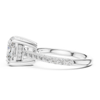9.00 MM Cushion Cut Diamond Cathedral Engagement Ring with Pavé Band