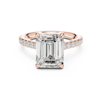 10.00×8.00 MM Emerald Cut Diamond Cathedral Engagement Ring with Pavé Band