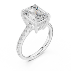 10.00×8.00 MM Emerald Cut Diamond Cathedral Engagement Ring with Pavé Band