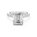 10.00×8.00 MM Emerald Cut Diamond Cathedral Engagement Ring with Pavé Band