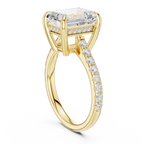 10.00×8.00 MM Emerald Cut Diamond Cathedral Engagement Ring with Pavé Band