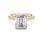 10.00×8.00 MM Emerald Cut Diamond Cathedral Engagement Ring with Pavé Band