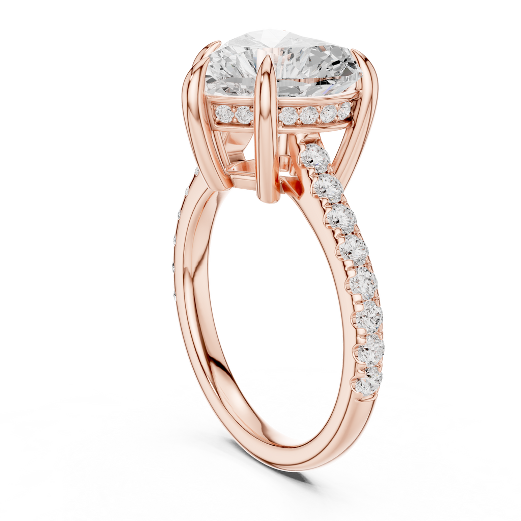 4.48 CT Heart Shape Diamond Cathedral Engagement Ring with Pavé Band
