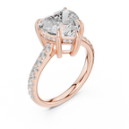 4.48 CT Heart Shape Diamond Cathedral Engagement Ring with Pavé Band