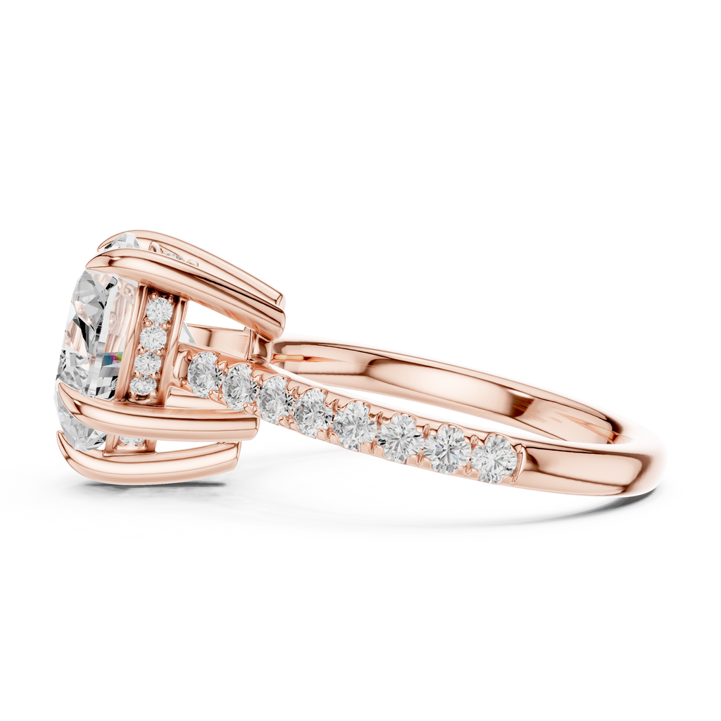 4.48 CT Heart Shape Diamond Cathedral Engagement Ring with Pavé Band