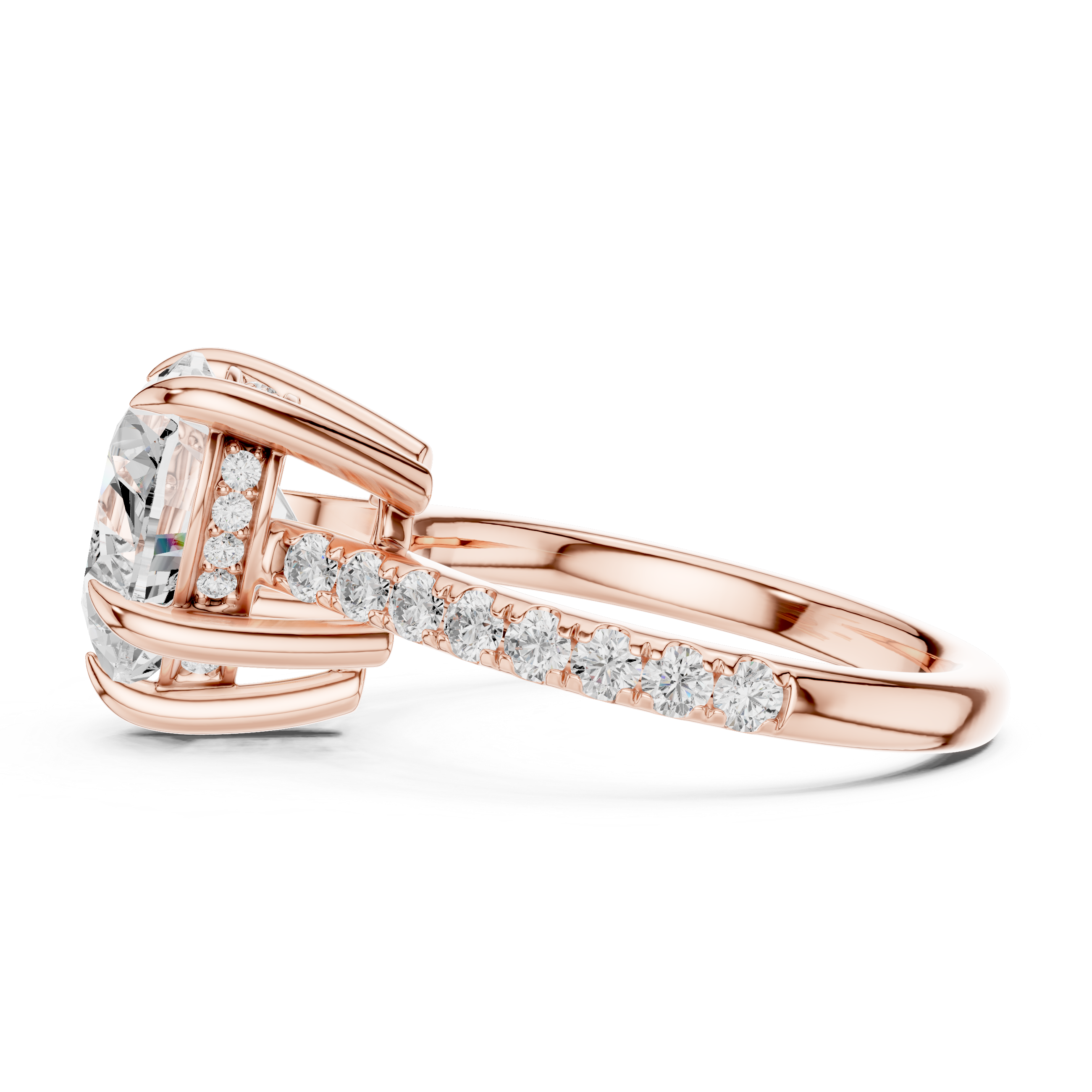 4.48 CT Heart Shape Diamond Cathedral Engagement Ring with Pavé Band