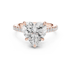 4.48 CT Heart Shape Diamond Cathedral Engagement Ring with Pavé Band