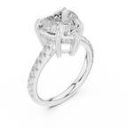 4.48 CT Heart Shape Diamond Cathedral Engagement Ring with Pavé Band