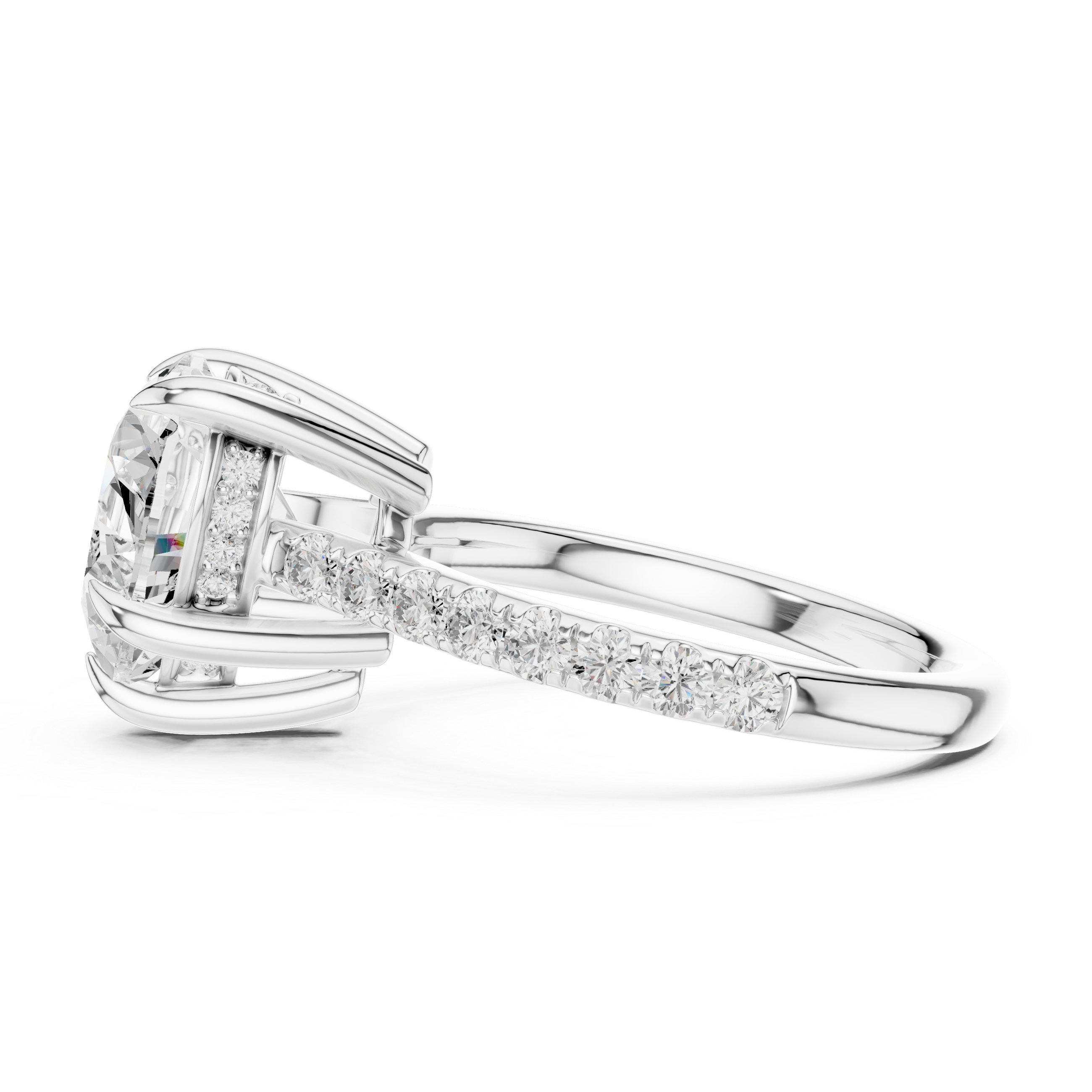 4.48 CT Heart Shape Diamond Cathedral Engagement Ring with Pavé Band